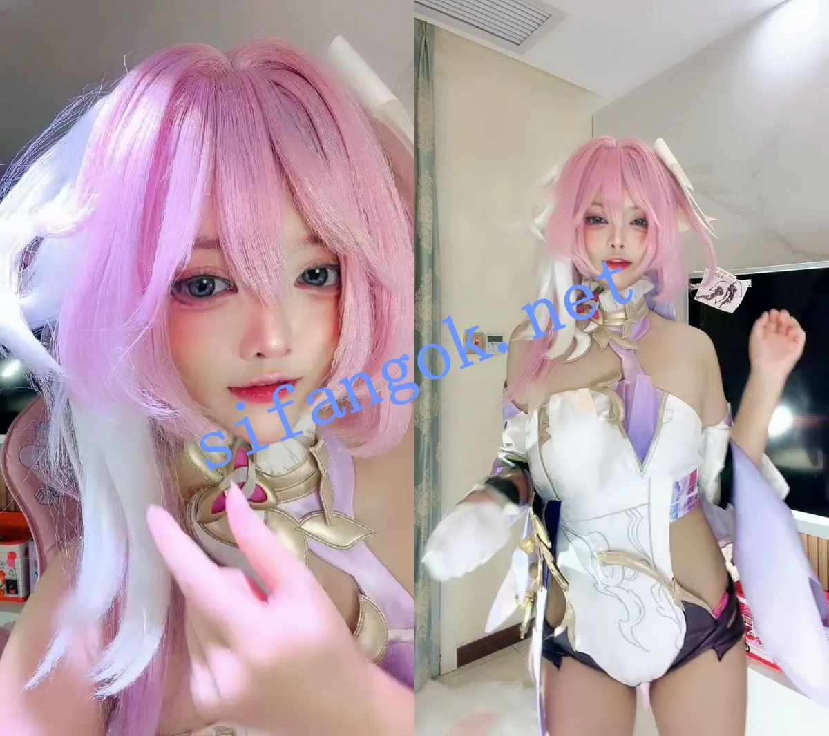 ██Cosplay角色扮演~ 张晚萌 假鸡巴一插小穴就流出白浆 图 01