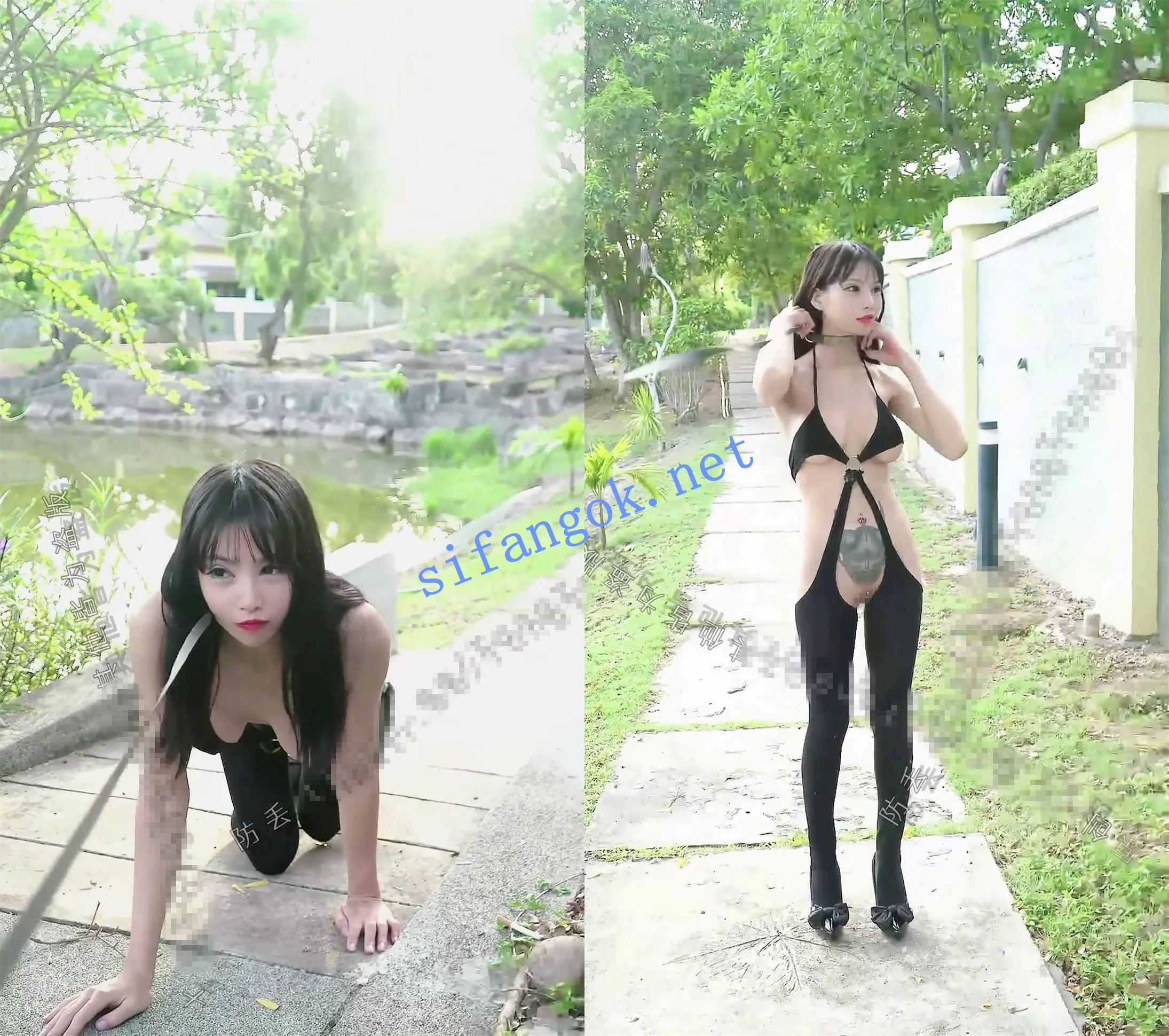超级女神!微博网红 奶凶 八月 户外遛狗 露出 性爱 图 01